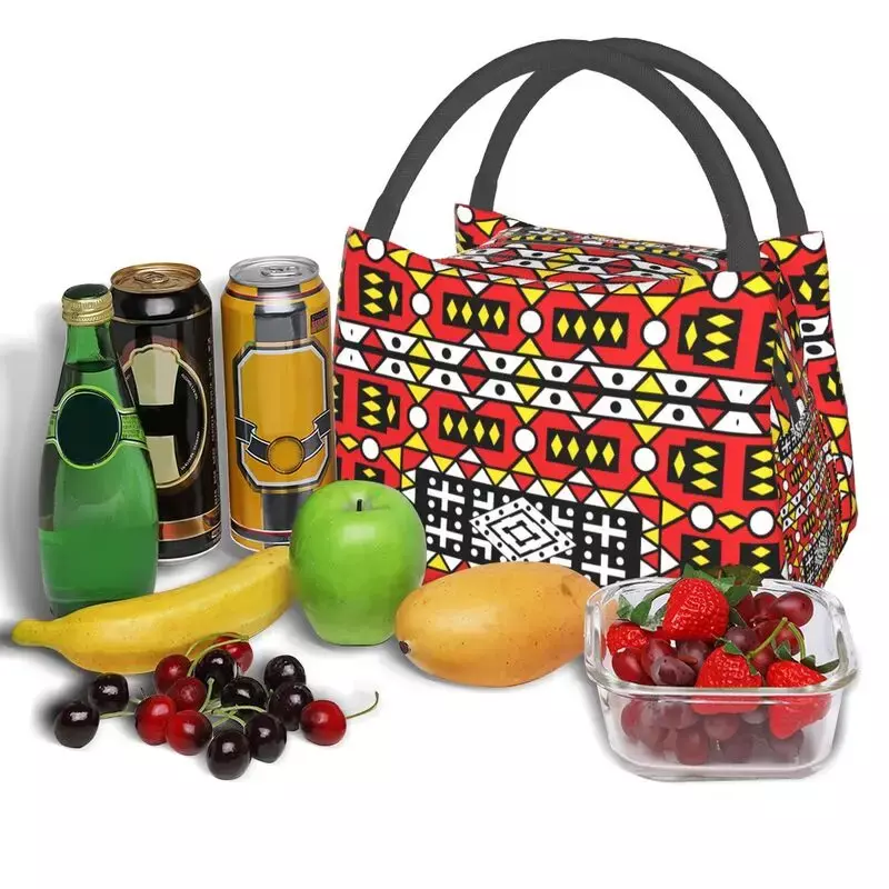 Kizomba Samakaka Ankara Print Insulated Lunch Bag for African Pattern Wax Design Cooler Thermal Bento Box Office Picnic Travel