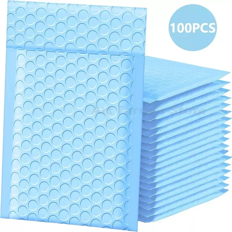 Confezione di consegna da 100 pezzi confezione busta a bolle blu borsa da imballaggio forniture per piccole imprese buste pacchetti di spedizione Mailer