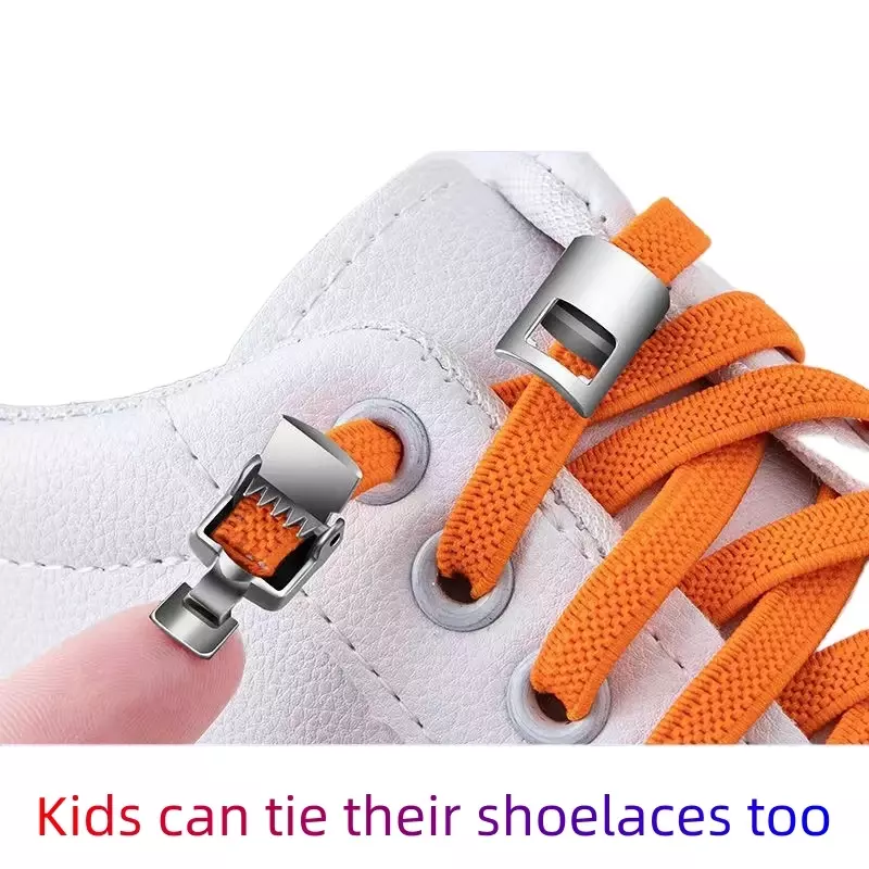 NEW Press Lock Shoelaces Without Ties Elastic Laces Sneaker 8MM Widened Flat No Tie Shoe Laces Kids Adult Shoelace for Shoes