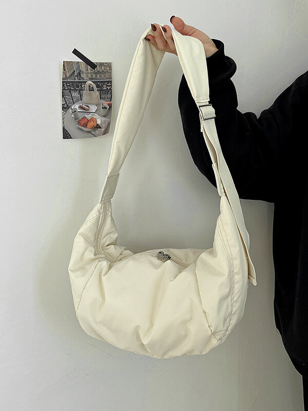 Women's Crossbody Hobo Bags Fluffy Canvas Shoulder Bag Large Capacity Casual Sport Handbags Female Travel School Messenger Bag
