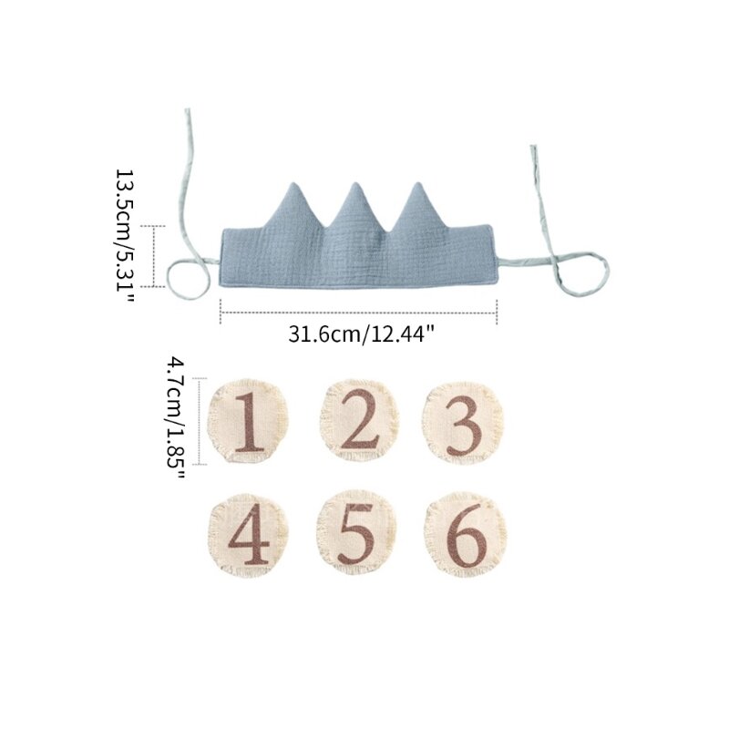 F62D قبعة تاج عيد الميلاد للحفلات مع 1-6 أرقام دعائم صورة عيد ميلاد الطفل