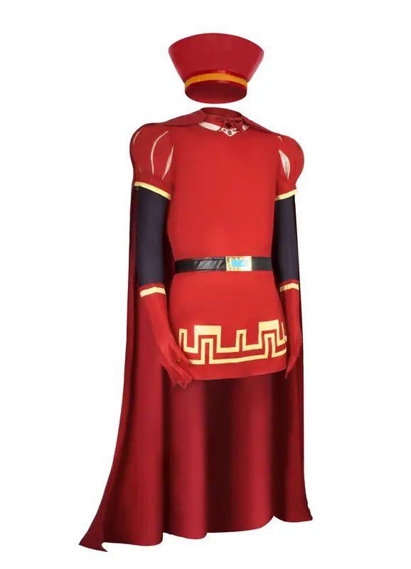 Kostum Cosplay Anime Lord Farquaad jubah merah abad pertengahan Set kostum pertunjukan pesta karnaval Halloween properti kostum
