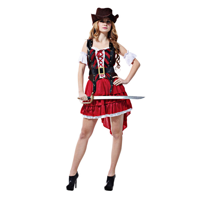 Disfraz de pirata de Halloween para adultos, disfraz de capitán Jack para actuación en escenario