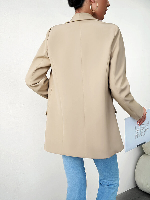 YEAE-traje informal de manga larga para mujer, chaqueta de Color liso con cuello, Top elegante de moda con temperamento, novedad de primavera 2024