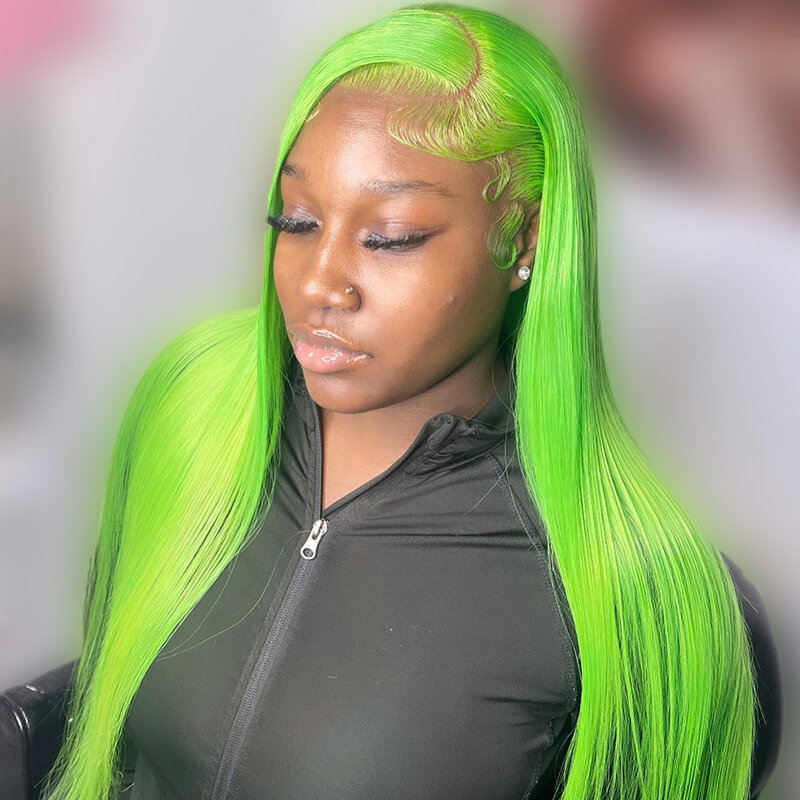 13x4 Green Transparent Lace Frontal Wig Human Hair Preplucked Wigs For Women Straight 613 Colored Brazilian Human hair Wigs