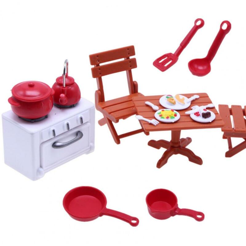 Accessori per giochi di ruolo per bambini affascinanti set da cucina per casa delle bambole mobili in miniatura utensili da cucina per la cottura per la cucina