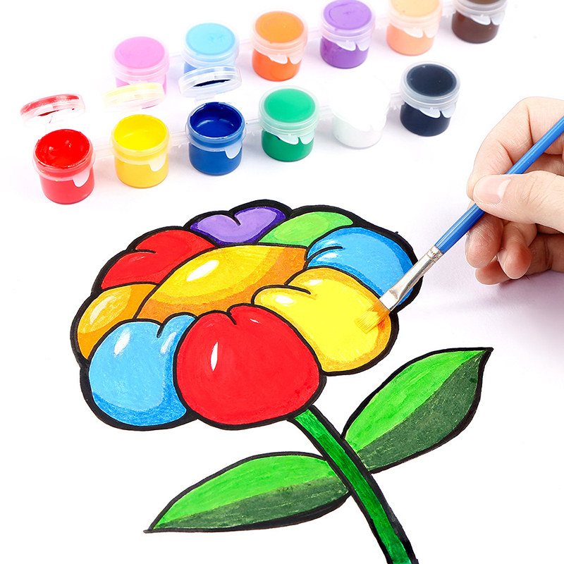 6 warna 3ml akrilik ramah lingkungan DIY lukisan buatan tangan bahan seni alat lukisan bahan seni untuk lukisan tangan