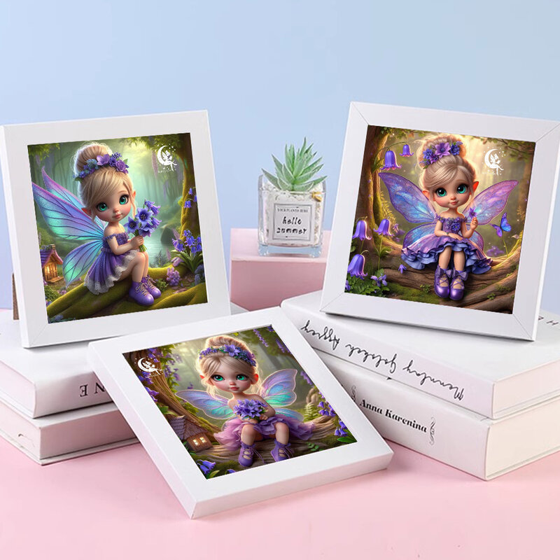 Fantasy Purple Bellflower Elf e Daisy Flower Fairy 5D Full Circle Diamond Painting DIY Diamond Mosaic ricamo punto croce
