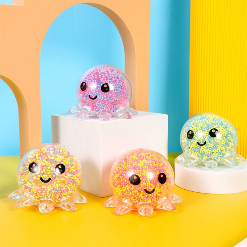 Anti-Pressure Squeeze Ball Colorful Squishy Octopus for Interactive Pinch Push Press for Ideal Gift for Adults Hand Ther