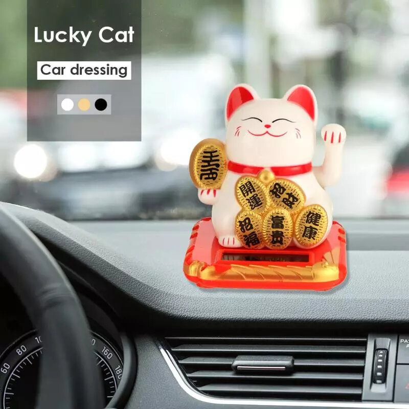 Chat porte-bonheur chinois avec bras agitant, ornement de dessin animé mignon, chat faisant signe de fortune, décoration de la maison et du bureau