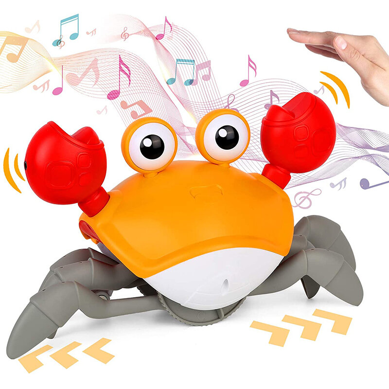 juguetes para niños peluches electrónicos robofish Juguete electrónico de Escape de inducción para niños y niñas, juguetes interactivos con forma de cangrejo para gatear y musicales