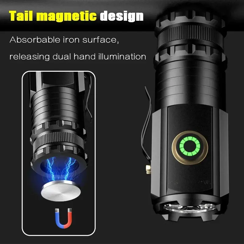 3 LED EDC Flashlight SST20 Torch TYPE-C Rechargeable IP68 Waterproof with Magnet for Camping with 18350 2000LM ATR Luminus Torch