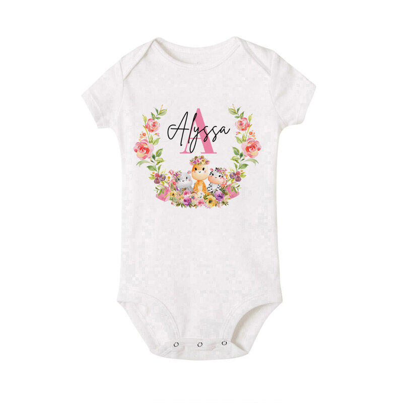 Personal isierte Baby Overall benutzer definierte Name Neugeborenen Stram pler für Mädchen niedlichen Tier gedruckt Outfit Baby Mädchen Kleidung Baby Dusche Geschenk