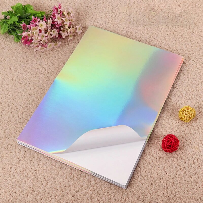 Holographic Sticker Paper, Clear Printing Glossy Rainbow Sticker, for Inkjet Printer