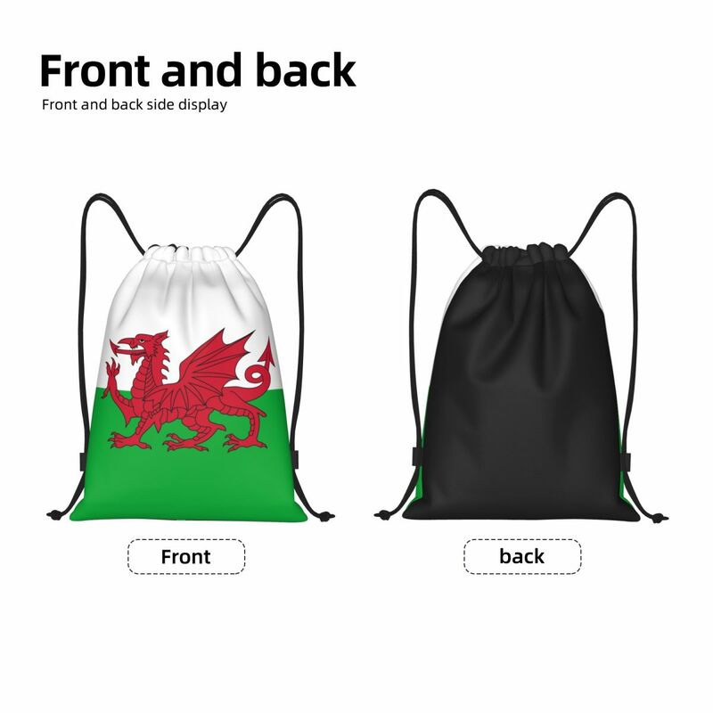 Benutzer definierte Flagge von Wales Kordel zug Tasche für das Training Yoga Rucksäcke Männer Frauen walisischen Drachen Sport Gym Sackpack