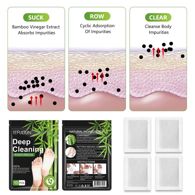 10Pcs Detox Voet Patches Natuurlijke Kruiden Reiniging Pads Stress Relief Afslanken Stickers Lichaam Gifstoffen Diepe Slaap Lijm Pad