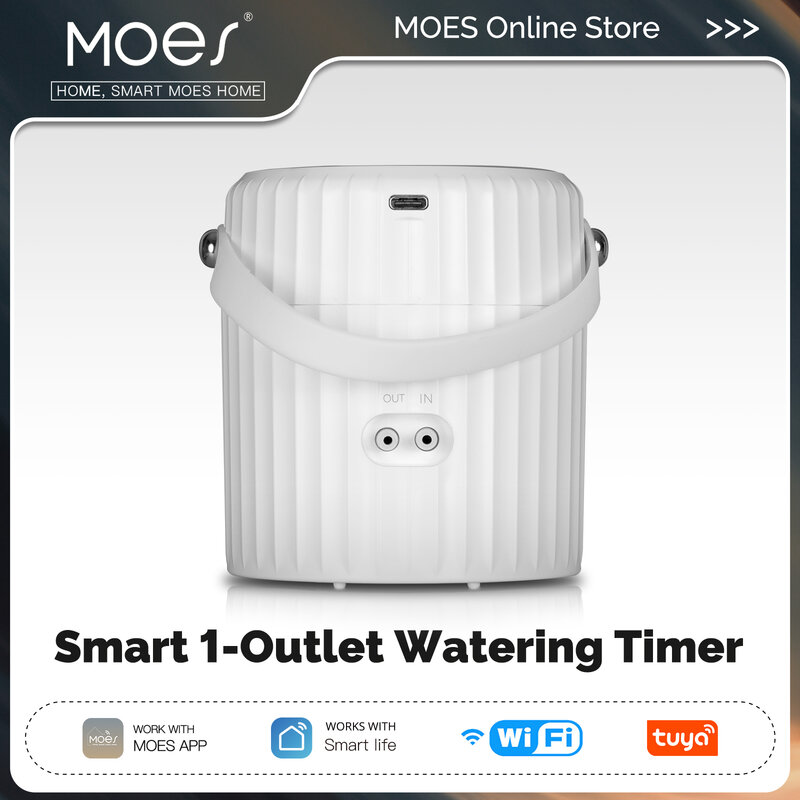 MOES Tuya WiFi Watering Pump Timer Device Irrigation System Garden Tools Sprinkler Wired Design Auto Mode Manual App Control
