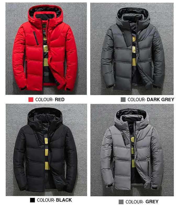 Winter Warm Men Jacket Coat Casual Autumn Stand Collar Puffer Thick Hat White Duck Parka Male Men's Down Jacket with Hood