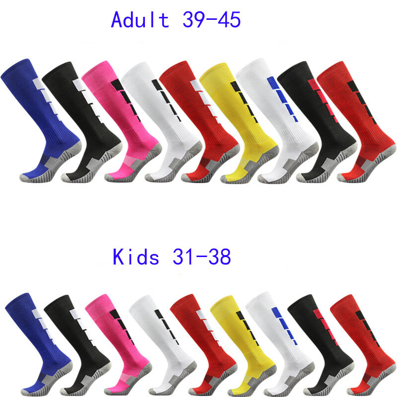 9 paia nuovi calzini sportivi da calcio calzini lunghi al ginocchio in cotone Spandex per bambini calze Legging calcio Baseball caviglia adulti calzini per bambini