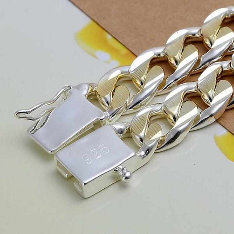 925 Sterling Silver Color exquisite  chain men women noble wedding bracelet fashion charm birthday gift