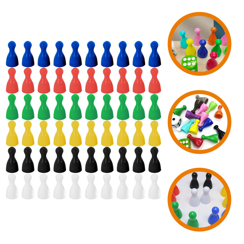 60 buah Aksesori catur papan permainan hiburan mainan warna-warni permainan plastik catur kecil