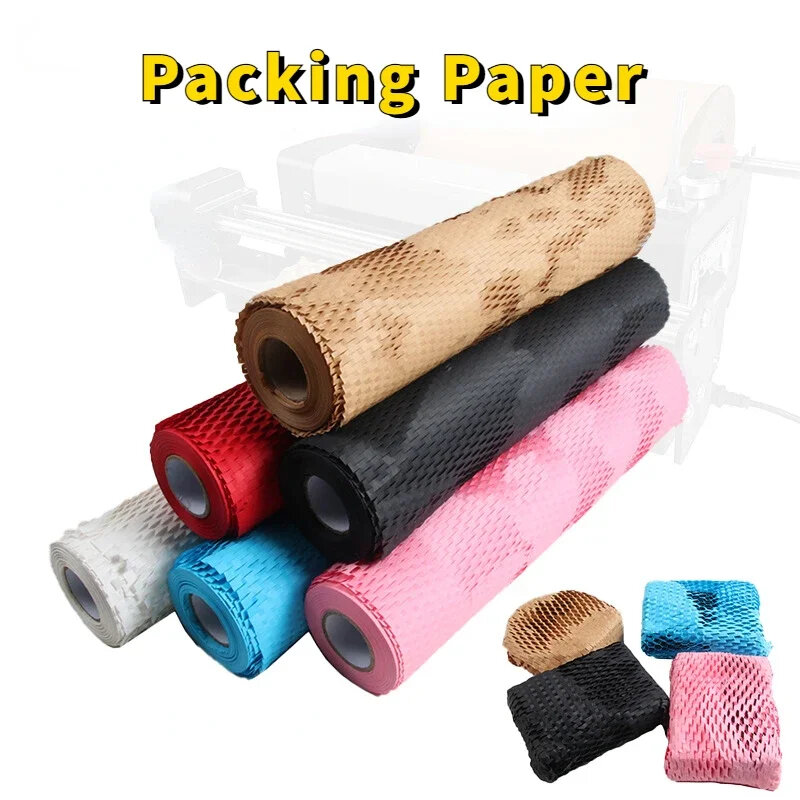Honeycomb Paper Kraft Shock-proof Wrapping biodegradable Material Multi-Color Packing Roll Papers Recyclable Cushioning Wrap