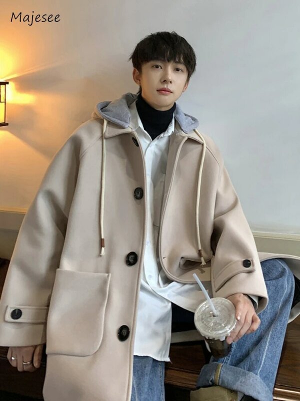 Miscele con cappuccio uomo stile coreano Lace-up impiombato monopetto primavera autunno temperamento Streetwear Tender Advanced Classic 2023