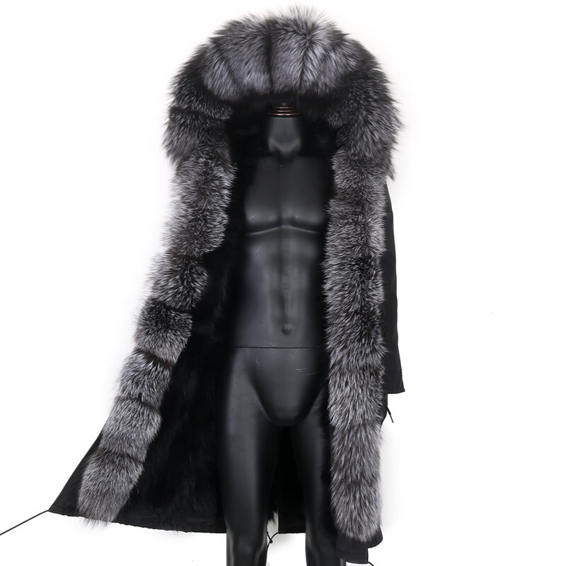 Parka larga de piel auténtica para hombre, chaqueta impermeable con cuello de piel de mapache Natural, ropa de calle gruesa y cálida, gran oferta, novedad de invierno
