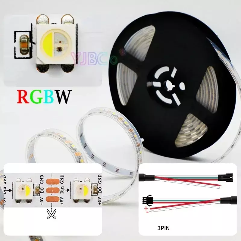Tira de luces LED RGBW RGBWW direccionable, cinta de luz Flexible, barra de lámpara, SMD 5050 RGB + W/WW pixle IC SK6812, 4 colores en 1, 30/60/144 LED/m, 5V