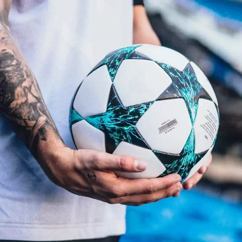 Wysokiej jakości piłki nożne oficjalny rozmiar 5 materiał PU bez szwu bramka zespół Outdoor gra dopasowanie elementów do grania w piłkę nożną Ballon De Foot