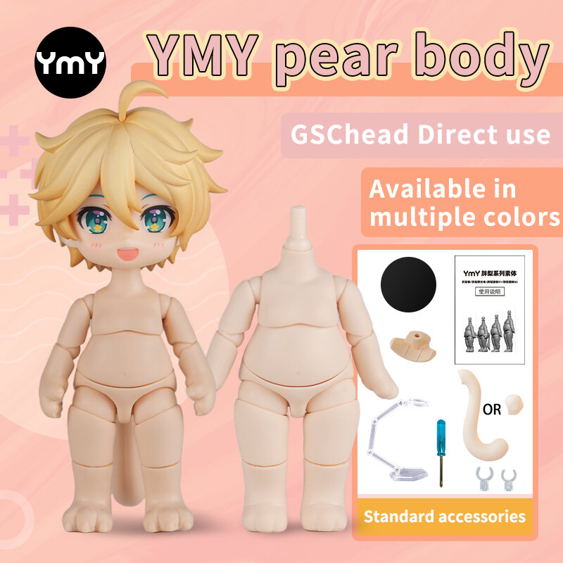 Ymy ตุ๊กตาลูกแพร์รูปสัตว์ bodys ลูกแพร์กับหาง Ob11ร่างกายร่วมสำหรับ GSC Head,1/12bjd, obitsu 11เด็กผู้ชายเด็กผู้หญิงของเล่นตุ๊กตาอุปกรณ์เสริม