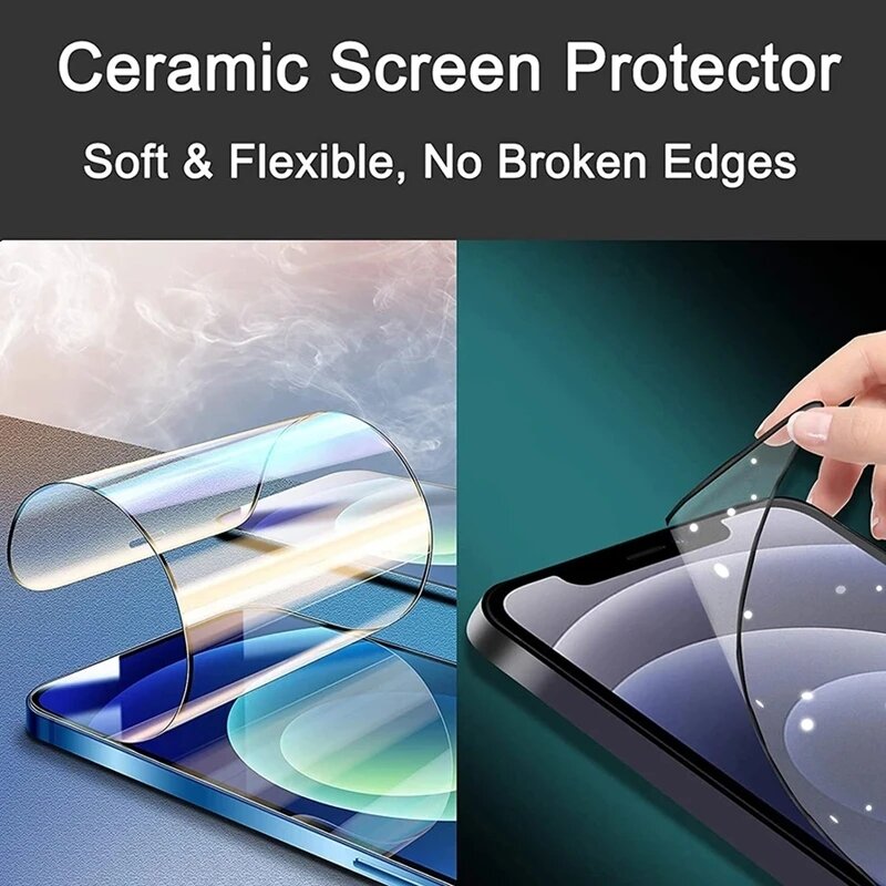 Película de cerámica suave HD para IPhone, Protector de pantalla para IPhone 14, 11, 12, 13 Pro Max, Mini, XS MAX, X, XR, 6, 15, 8, 7 Plus, SE, sin cristal, 5 uds.
