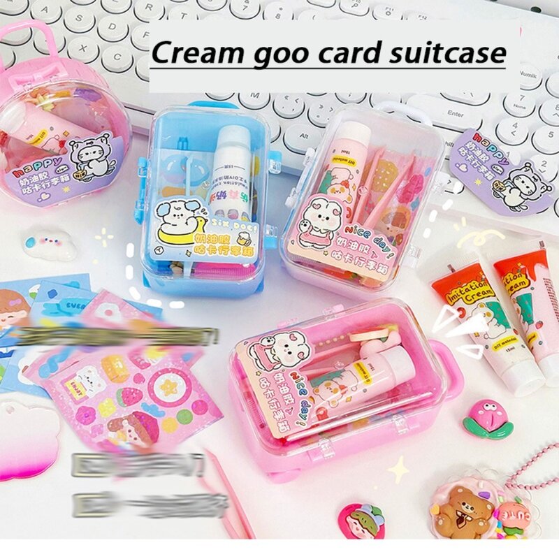 1set Handmade Cream Glue Gift Box DIY Card Guka Scented Cream Glue Gift Kawaii Cute Goo Card Stickers Suitcase Girls Toy
