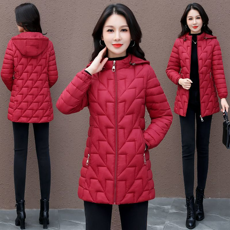 Abrigo de plumón de algodón para mujer, chaqueta de invierno, Parkas de longitud media, ropa de abrigo gruesa y cálida, 2023