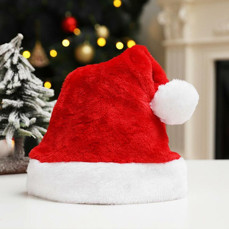 1Pcs Red/blue Santa Hat Plush Thickened Santa Hats For Adult Kids Winter Christmas New Year Party Festival Decoration Gifts L6R8