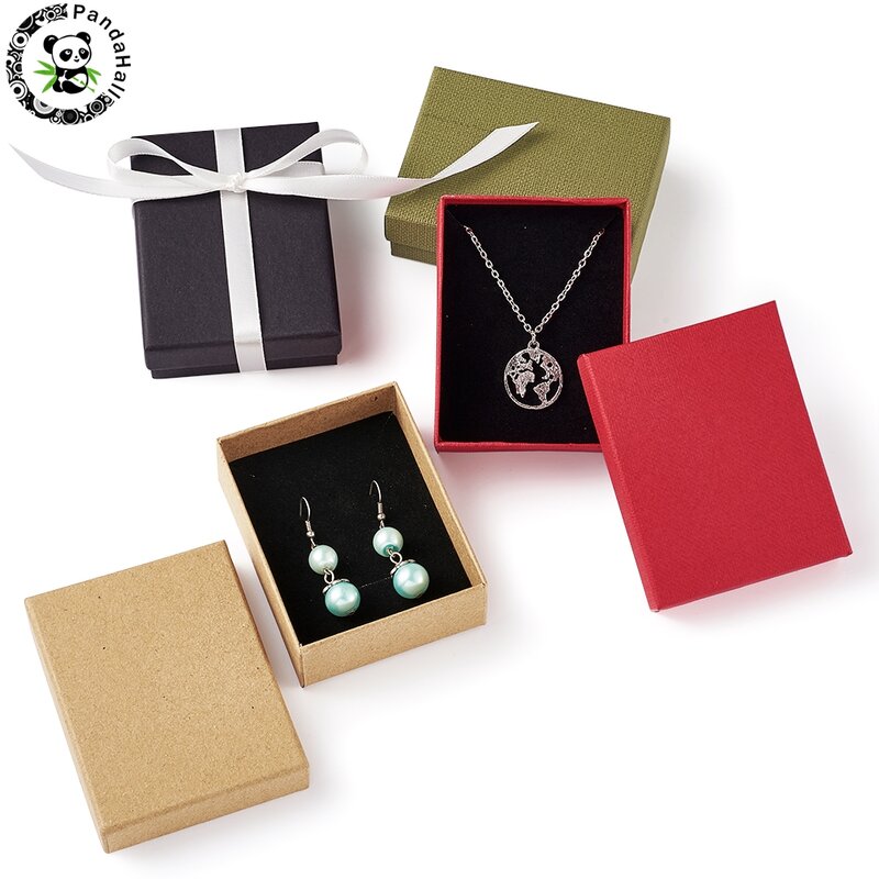 12 pçs papelão conjunto de jóias caixa de presente anel colar pulseiras brinco presente caixas de embalagem com esponja dentro retângulo