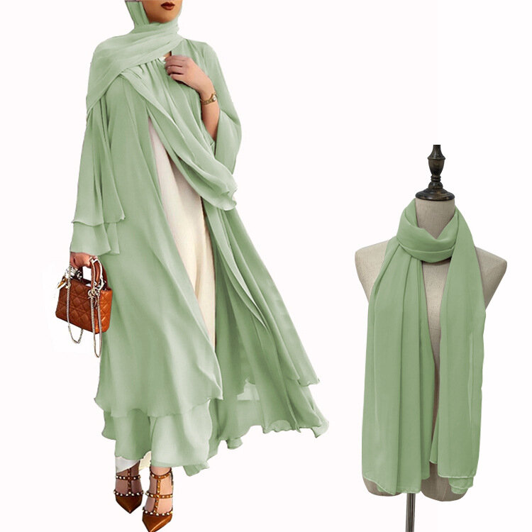 Модная одежда в мусульманском стиле Рамадан открытая шифоновая абайя Дубай женский пояс неординарный кафтан ИД хиджаб длинный халат индейка женское платье