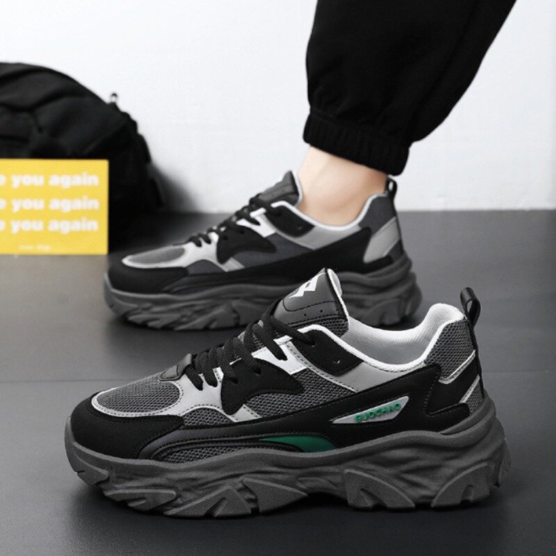 Trendy Men's Running Sneakers Summer Breathable Thick Sole Casuak Sport Shoes Tennis Shoe Lightweight Non Slip Walking Footwear