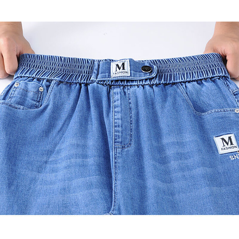 Jeans Mom Womens 2022 nowe niebieskie letnie spodnie szerokie nogawki wysokiej talii modne jeansy z elastyczną talią Harajuku Baggy proste spodnie