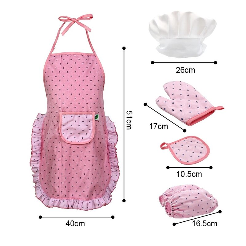 Children's Kitchen Set -18 piece Set Lncludes Apron Mitt Cooking And Baking Tools - Kids Role Play Kit Toy