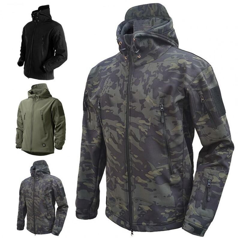 Winter Jacket Fall Men Outdoor Jacket Fleece Hooded Sports Coat Characteristic Thermal Sports Coat for Winter