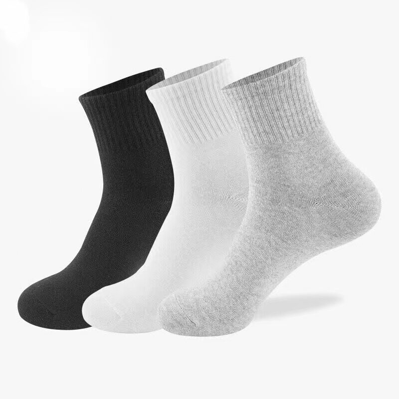 10 Paar/Herren Mid-Tube Socken Polyester Baumwolle Sommer Herbst dünn einfarbig schwarz atmungsaktiv weich klassische Business Herren Socken