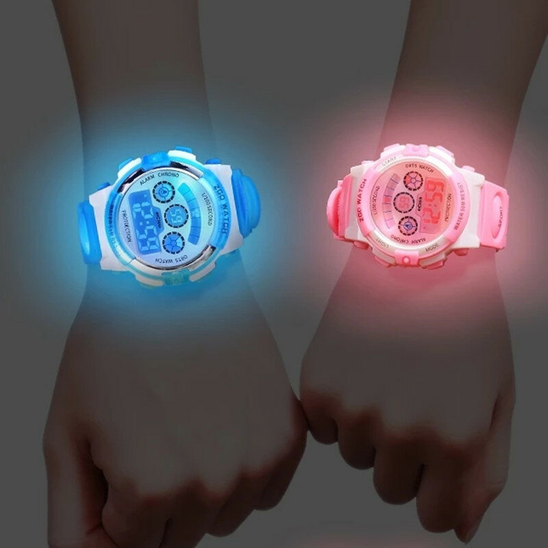 Jam Tangan Elektronik Anak-anak Jam Tangan Olahraga Digital LED Tahan Air untuk Anak Laki-laki Perempuan Kreatif Jam Alarm Bercahaya Hadiah