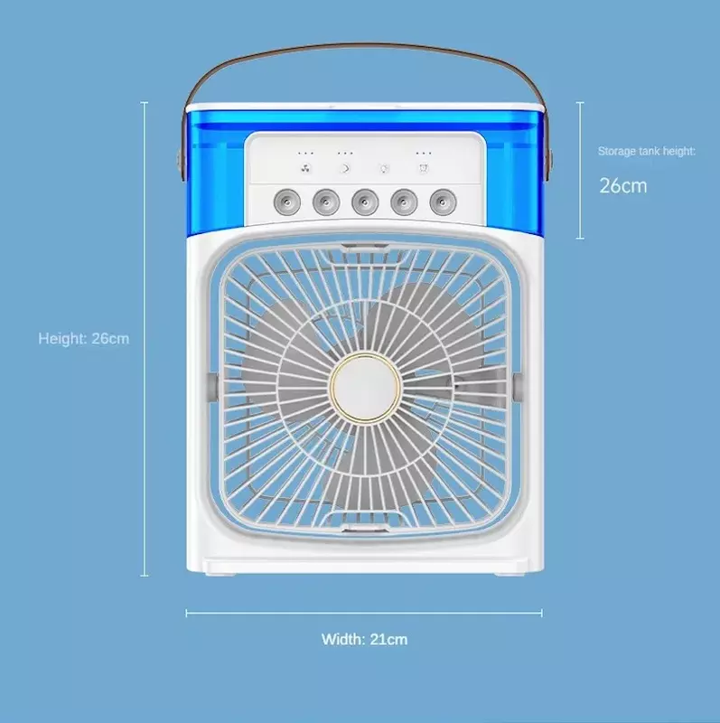 Ventilateur humidificateur portable, climatiseur, petit refroidisseur d'air domestique, refroidissement par eau, réglage de l'air portable pour le bureau, ventilateur à 3 vitesses