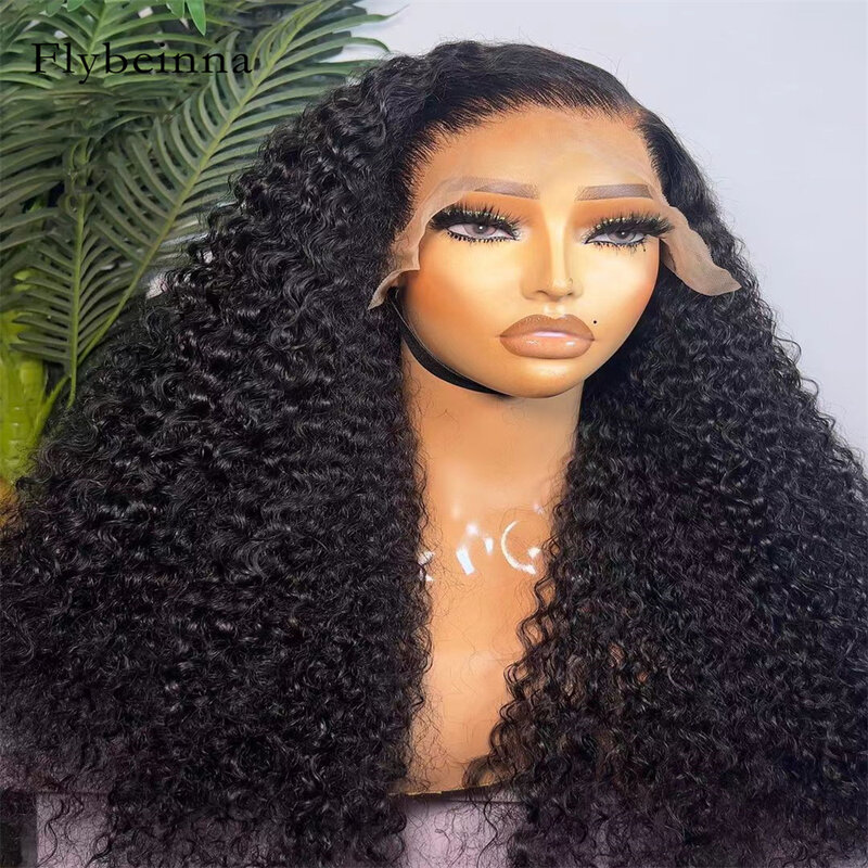 Perruque Lace Front Wig frisée brésilienne Remy naturelle, cheveux crépus bouclés, 13x4, 13x6 HD, pre-plucked, longue longueur