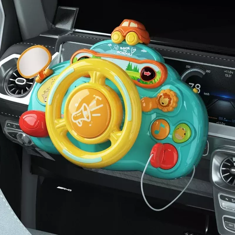 Mainan untuk 0-36 bulan balita elektrik simulasi berkendara mobil Copilot roda kemudi kereta dorong berkendara mainan bayi edukasi Dini