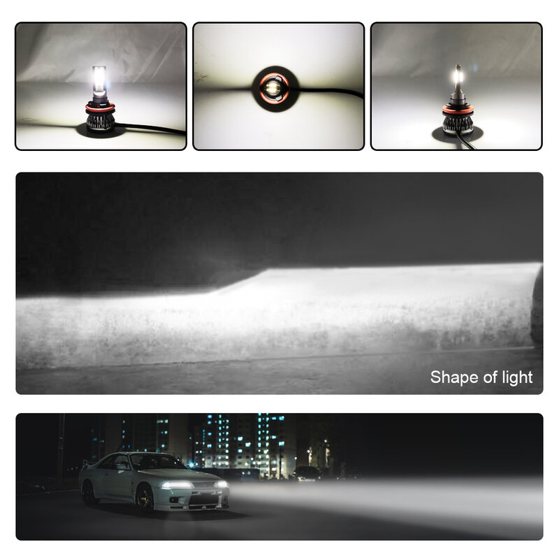 Bombilla LED para faro delantero de coche, faros antiniebla automáticos para correr, H1, H3, H8, H9, H11, H27, 880, 9005, HB3, 9006, HB4, 6000K, 12000LM, 2 piezas