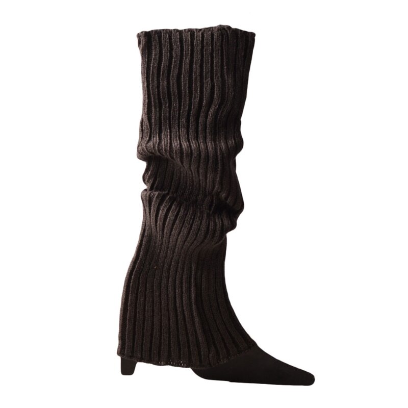 Y1UB женские теплые тонкие готические носки в стиле хип-хоп и рок в радужную полоску, вязаные гетры в рубчик