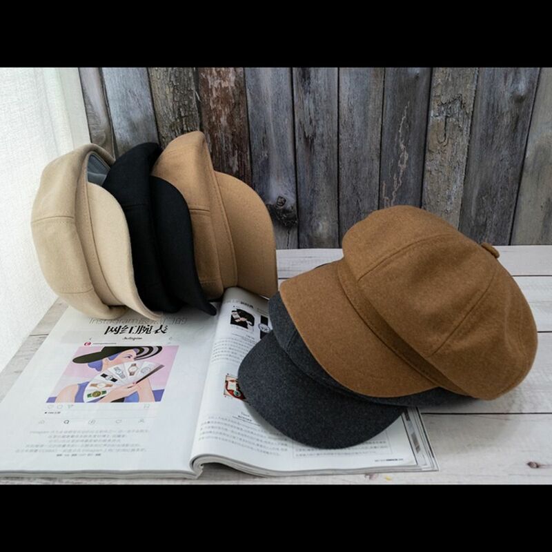 Trip Warm Octagon Hat New Peaked Cap Hat Clothing Accessories Short Brim Round Hats Women Beret Hat Solid Berets