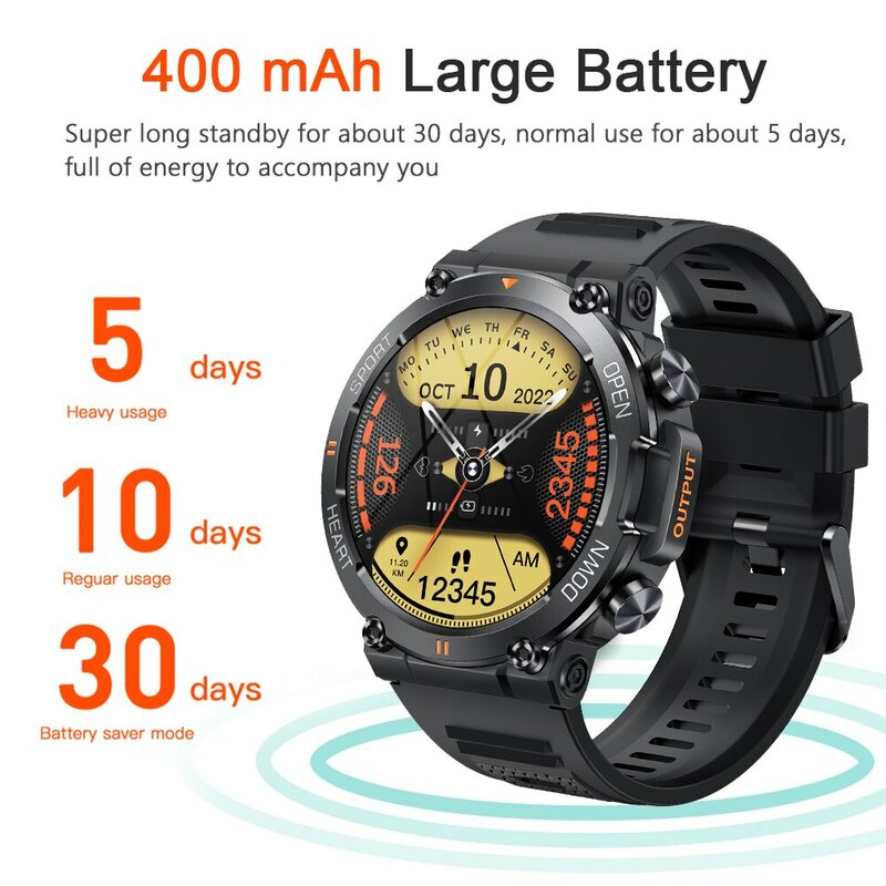 MELANDA-reloj inteligente K56 para hombre, accesorio de pulsera resistente al agua con pantalla HD de 1,39 pulgadas, Bluetooth, llamadas, seguimiento de actividad deportiva, Monitor cardíaco, batería de 400mAh, compatible con Android e IOS